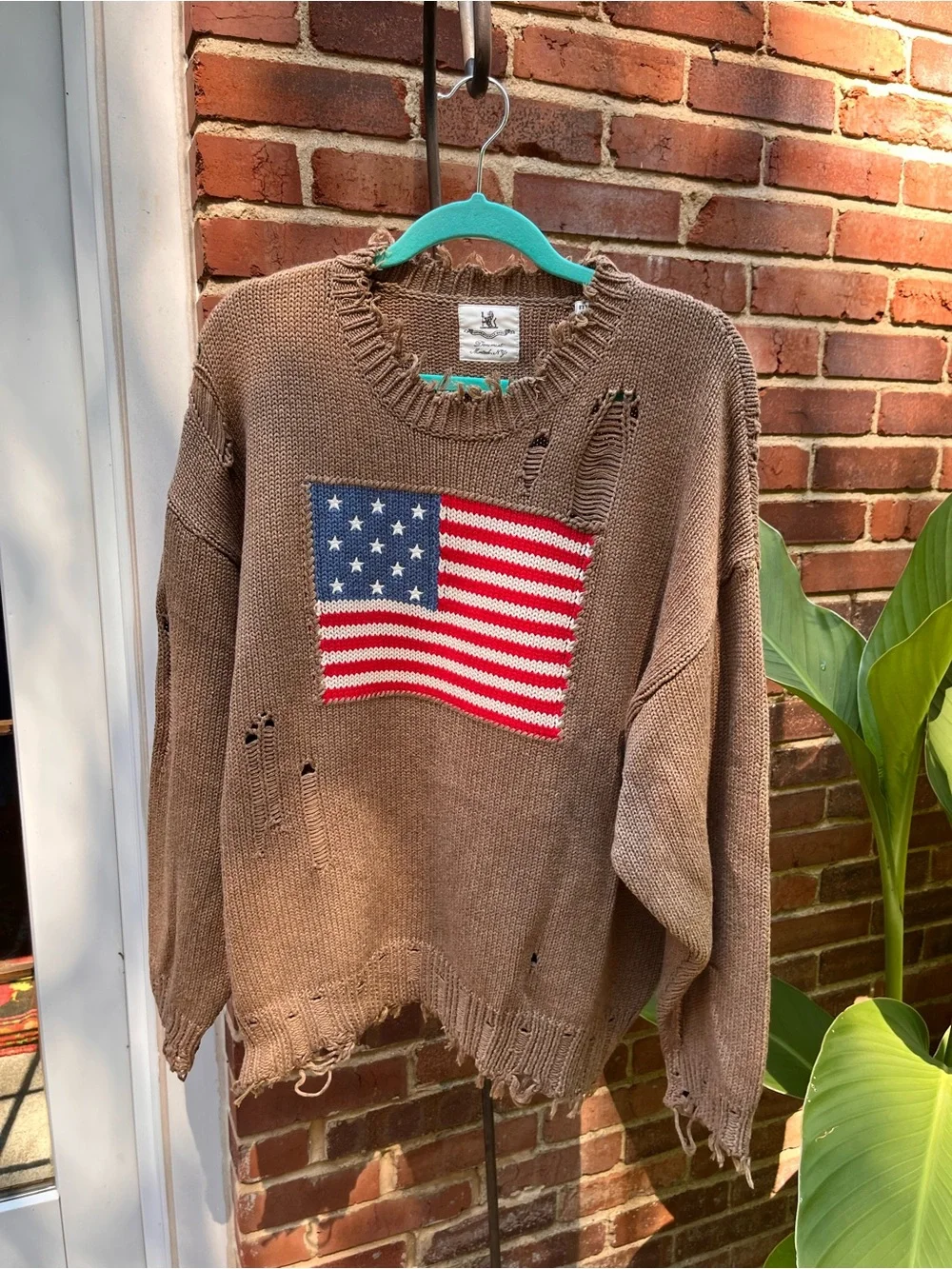 Denimist Distressed American Flag Sweater